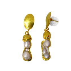 Fresh Water Pearl Earring Plated  (~14x58mm)