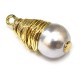 Pearl ABS Charm Drop w/ Brass Wire 8x17mm