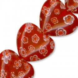 Millefiori Glass Bead Heart 16mm