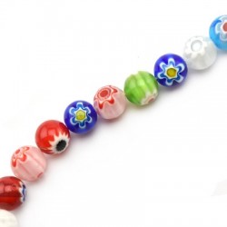 Millefiori Glass Bead Round 10mm (38pcs/string)