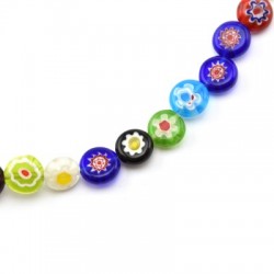 Millefiori Glass Bead Flat Round 10mm (38pcs/string)