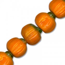 Glass "Deco" Pumkin 13x10mm (approx. 25pcs/str)