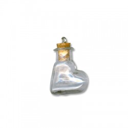 Glass Bottle + Cork  Heart Shape 20x25mm