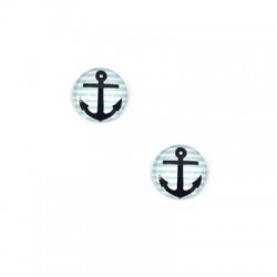 Glass Flatback Round Anchor 12mm