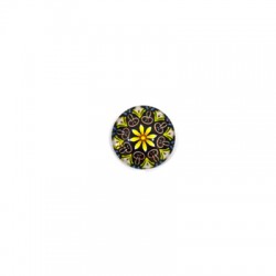Glass Flatback Round Mandala 15mm