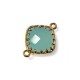 Brass Square Setting w/ Glass Stone 13x18 mm w/ 2 Rings