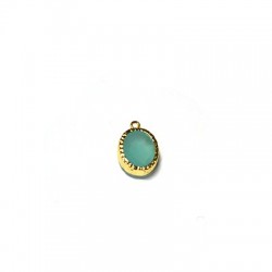 Brass Oval Setting w/ Crystal Stone 12x14mm w/ 2 Rings