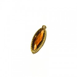 Brass Oval Setting w/ Crystal Stone 9x24mm w/ 1 Ring