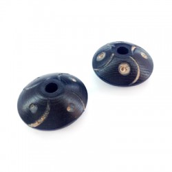 Wooden Bead Flatened Carved 29x15mm