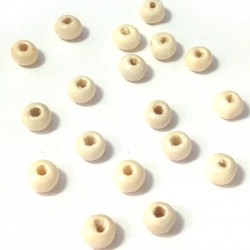 Ξύλινη Χάντρα Μπίλια Στρογγυλή 4mm (Ø1.8mm)