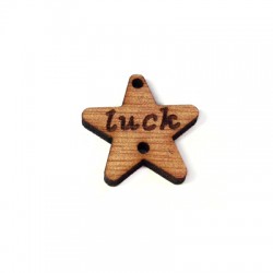 Wooden Pendant Connector Star "Luck" 2 holes 25mm