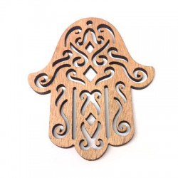 Wooden Pendant Fatima (Hamsa) Hand 60x70mm