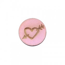 Wooden Cabochon  Round Pendant with Engraved Heart Arrow 15mm