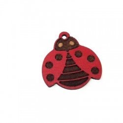 Pendentif en Bois Coccinelle 24x26mm