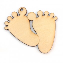 Wooden Pendant Baby Footprints 61x59mm