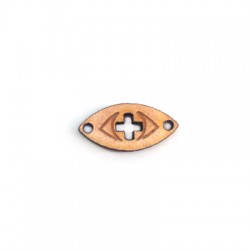 Wooden Pendant Oval Eye with Enamel Connector 23x15mm