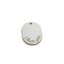 Pendentif en Bois 28x35mm avec "I love you"