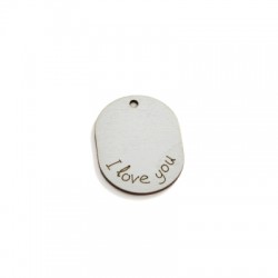 Wooden Tag Pendant "I LOVE YOU" 28x35mm