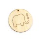 Wooden Round Pendant Elephant 50mm