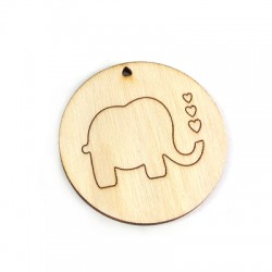 Ξύλινο Μοτίφ Στρογγυλό Ελέφαντας 50mm