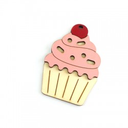 Wooden Pendant Cup Cake 59x41mm