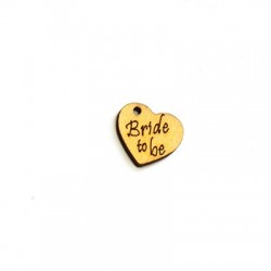 Ξύλινο Μοτίφ Καρδιά "Bride to be" 16x15mm