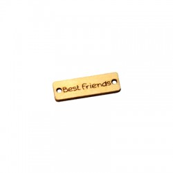 Wooden Connector Tag Best Friends 25x7mm