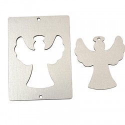 Wooden Pendant Tag w/ Angel 59x80mm (2pcs/Set)