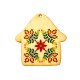 Wooden Lucky Pendant House w/ Flowers 70x68mm