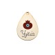 Wooden Lucky Pendant Drop "Υγεία" w/Pomegranate &Eye 50x37mm