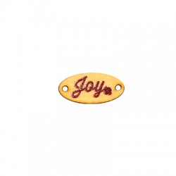 Ξύλινο Στοιχείο Οβάλ Ρόδι "Joy" Γούρι για Μακραμέ 25x12mm
