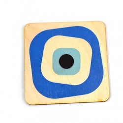 Wooden Beer Mat Square with Eye 80mm