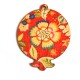 Wooden Lucky Pendant Pomegranate w/ Flowers 63x79mm