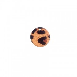 Wooden Pendant Round Animal Print 20mm