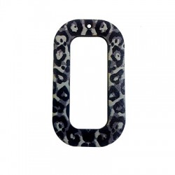 Wooden Pendant Rectangular Animal Print 33x60mm