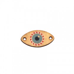 Connettore di Legno Ovale con Occhio Portafortuna dipinta 25x13mm