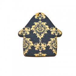 Wooden Painted Pendant House 69x80mm