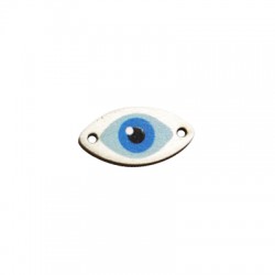 Connettore di Legno Ovale con Occhio Portafortuna dipinta 25x13mm