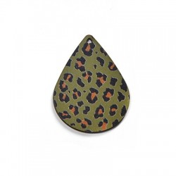 Wooden Pendant Drop Animal Print 37x50mm