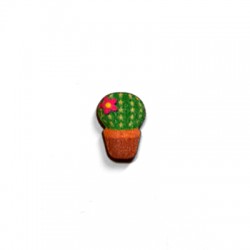 Wooden Painted Cactus 11x15mm