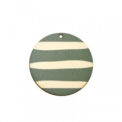 Wooden Pendant Painted Striped Round 45mm