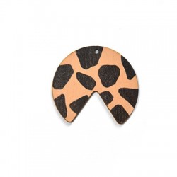 Wooden Pendant Irregular Animal Print 40x36mm