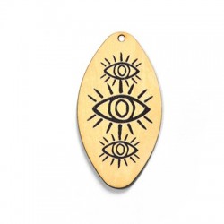 Wooden Pendant Oval with Eyes 32x60mm