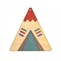 Wooden Pendant Indian Tent 65x70mm