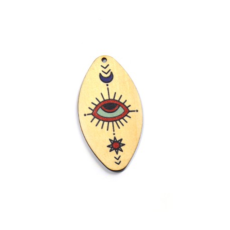 Wooden Pendant Oval with Eye 32x60mm