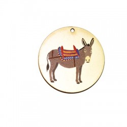 Wooden Pendant Round Donkey 40mm