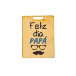 Wooden Pendant 'Felix Dia Papa' 34x45mm