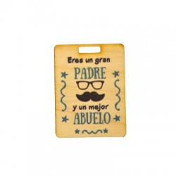 Wooden Pendant 'Eres un Gran Padre' 34x45mm