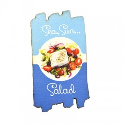 Wooden Magnet Irregular Salad "Sea,Sun….Salad" 38x68mm