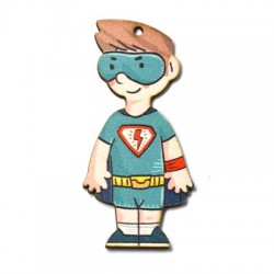 Wooden Pendant Super Boy 33x70mm